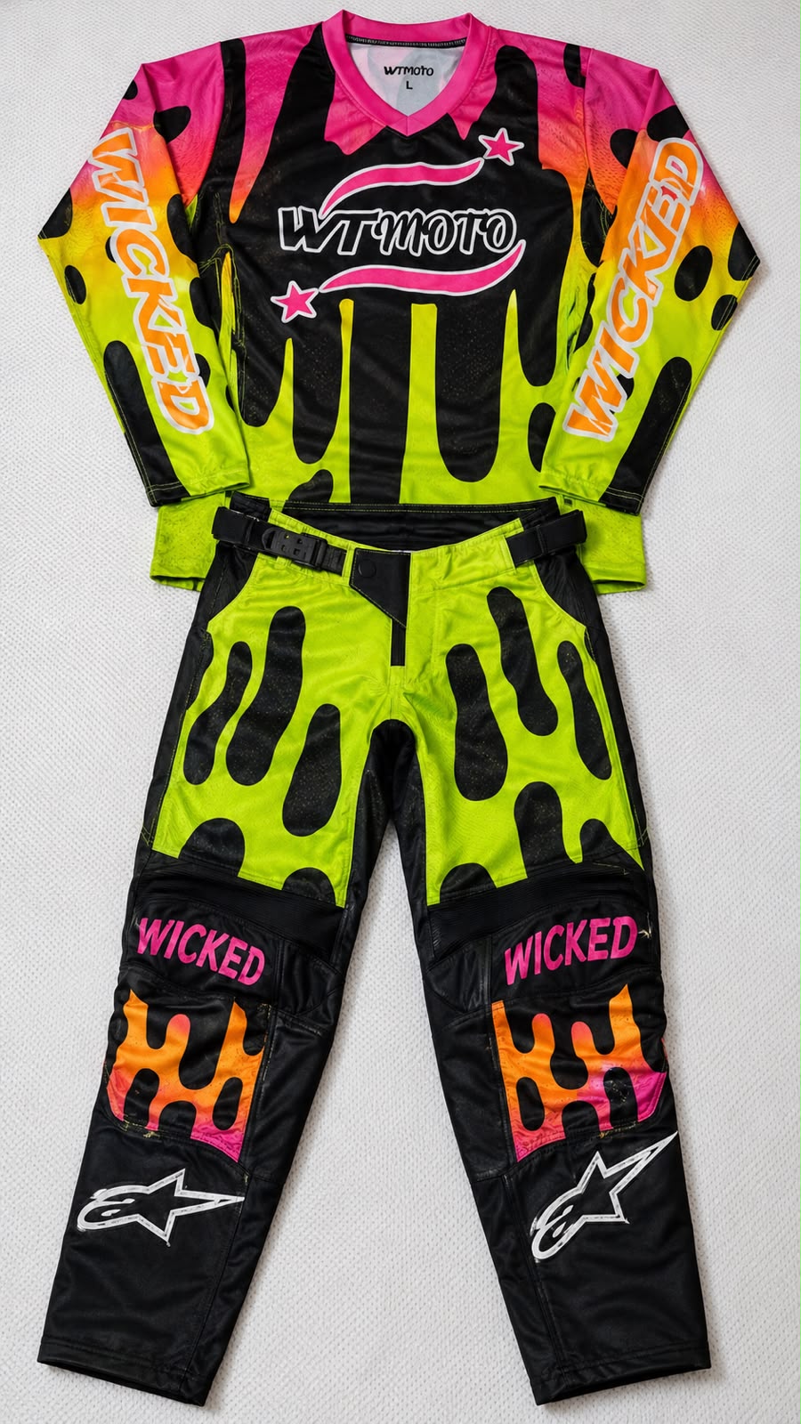 Blissimpex Neon Pink & Lime Motocross Gear Set | Premium MX Jersey & Racing Pants | Dirt Bike Riding Gear | Enduro & Off-Road Apparel
