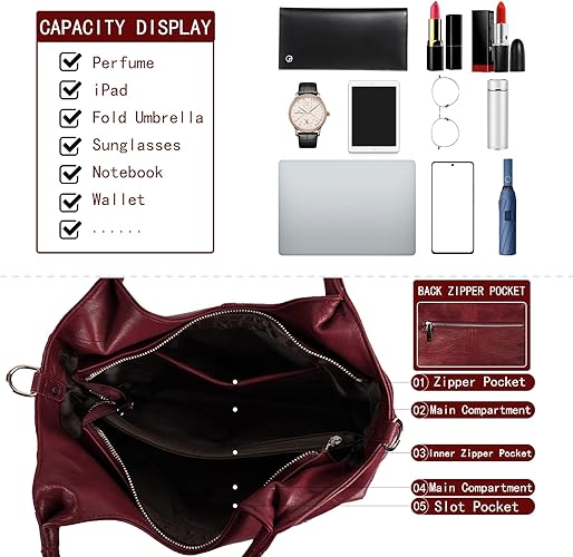 Womens Vegan Leather Handbags Tote Bag Shoulder Bag Top Handle Satchel Ladies Purse Crossbody Hobo Bag Leathers Crafted