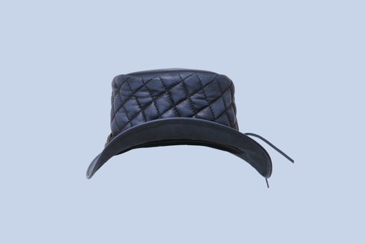 Dimond style leather hat with brass metal Leathers Crafted