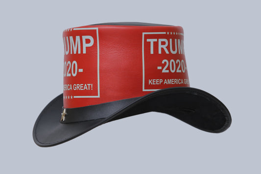 Trump 2020 Red and Black Leather Top Hat Leathers Crafted
