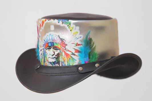 Native Chief Feathered Leather Top Hat Leathers Crafted
