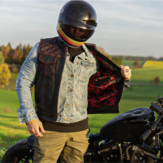 Red Diamond Quilted Leather Vest – Style Meets Craftsmanship Leathers Crafted