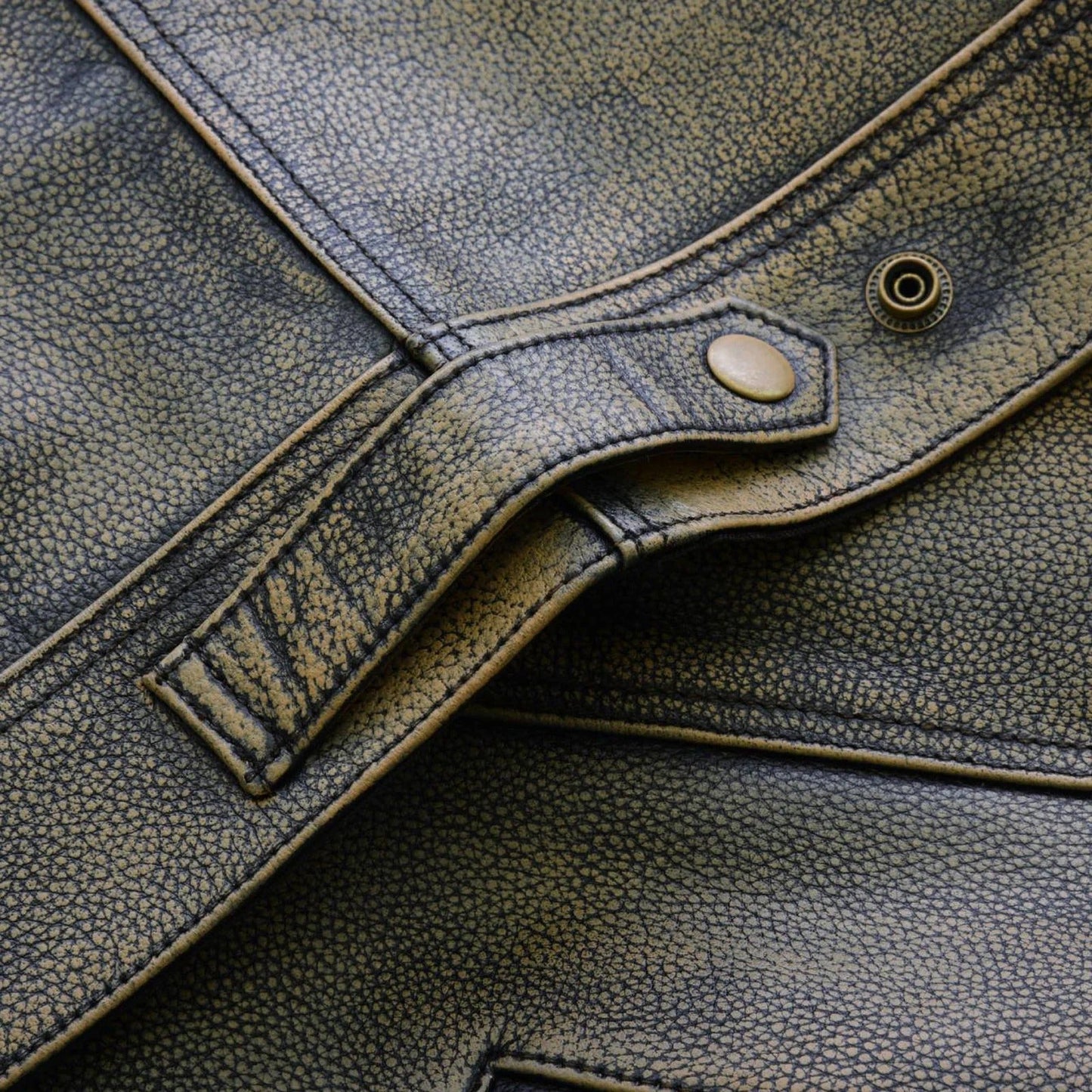 Vintage Edge: Distressed Brown Leather Biker Vest Leathers Crafted