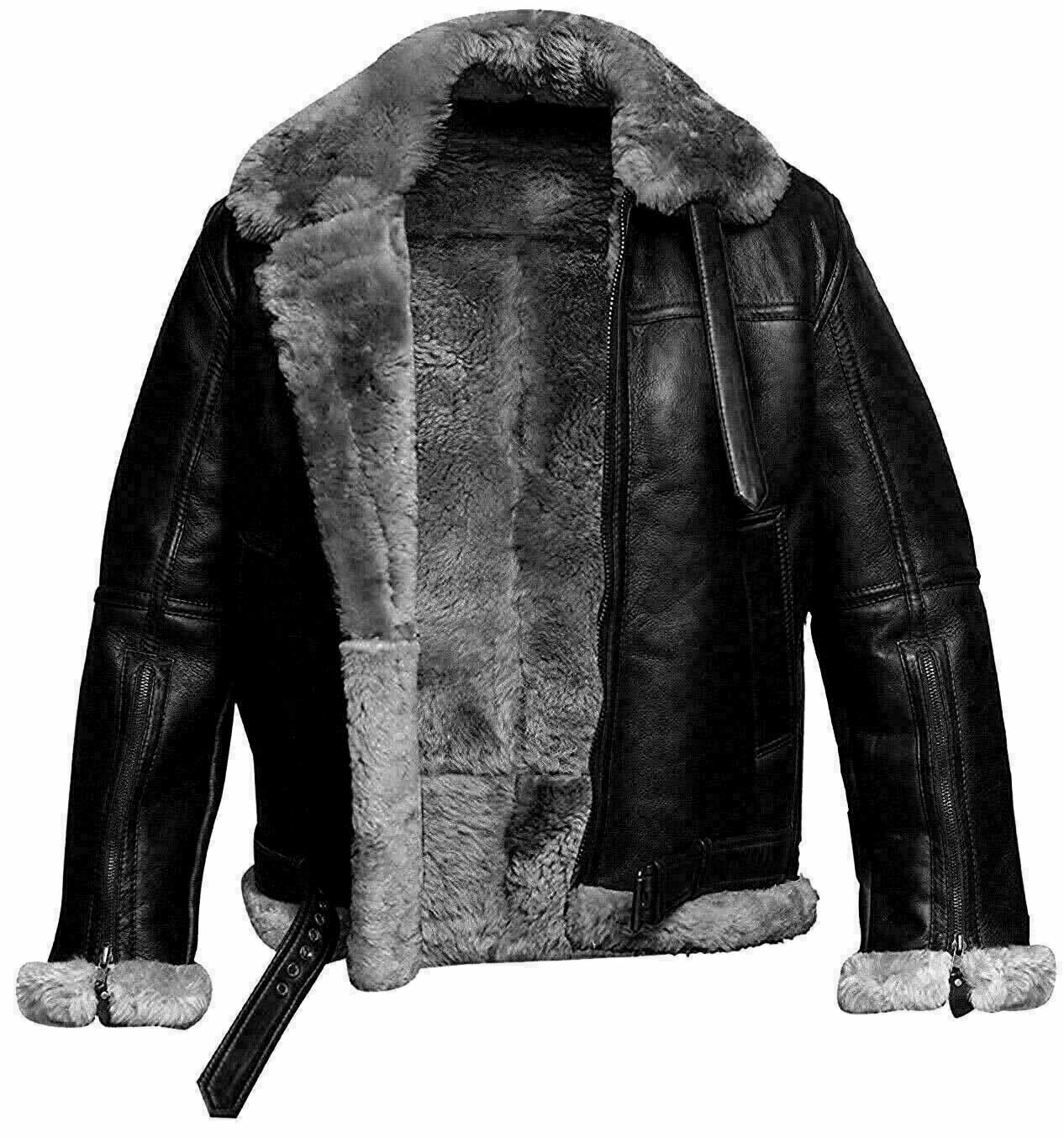 Men's Black Leather Jacket With Inner Fur Leathers Crafted