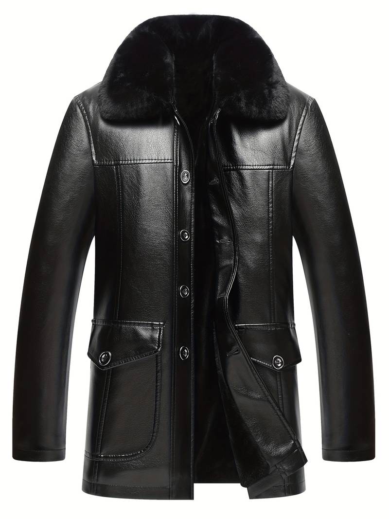 Long Black Leather Coat With Fur Leathers Crafted