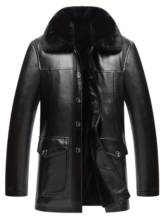 Long Black Leather Coat With Fur Leathers Crafted