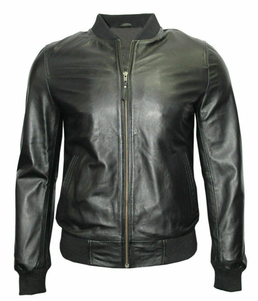 Black Bomber Jacket For Men Leathers Crafted