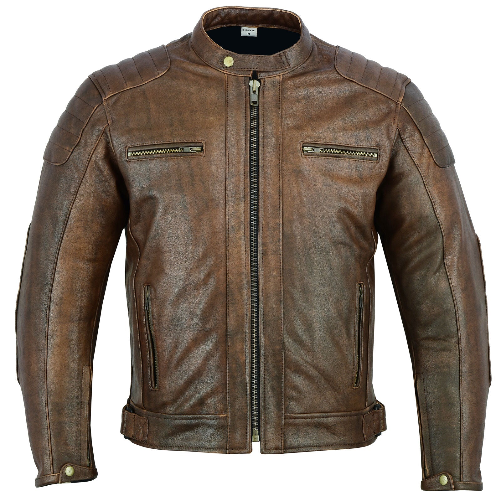 Touring Brown Leather Motorcycle Jacket Leathers Crafted