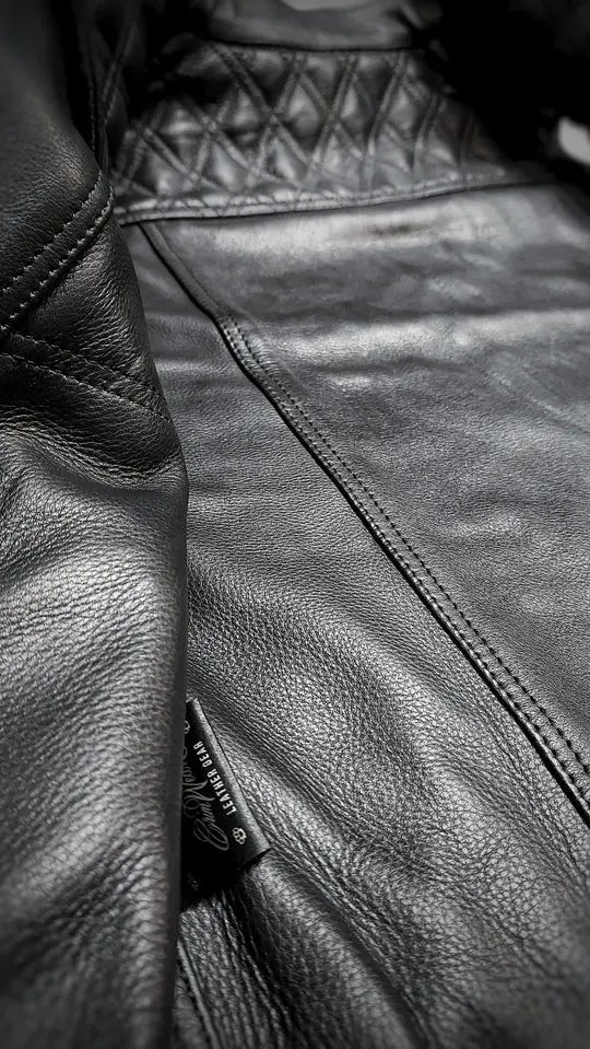"Blackout Classic: Leather and Canvas Biker Vest" Leathers Crafted