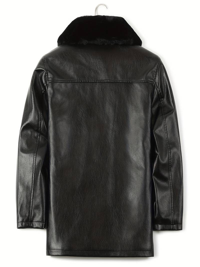 Long Black Leather Coat With Fur Leathers Crafted