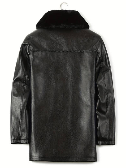 Long Black Leather Coat With Fur Leathers Crafted
