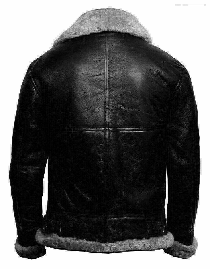 Men's Black Leather Jacket With Inner Fur Leathers Crafted