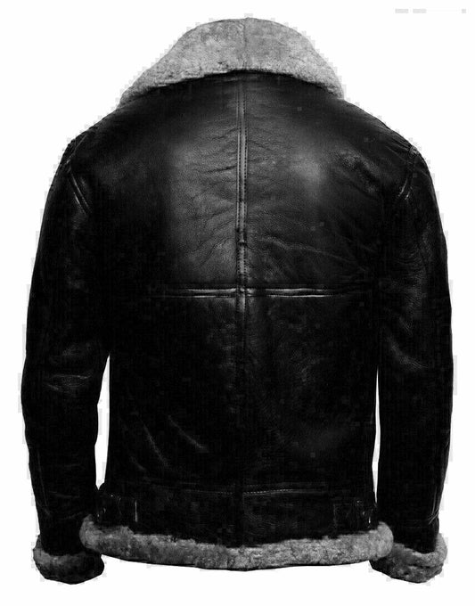 Men's Black Leather Jacket With Inner Fur Leathers Crafted