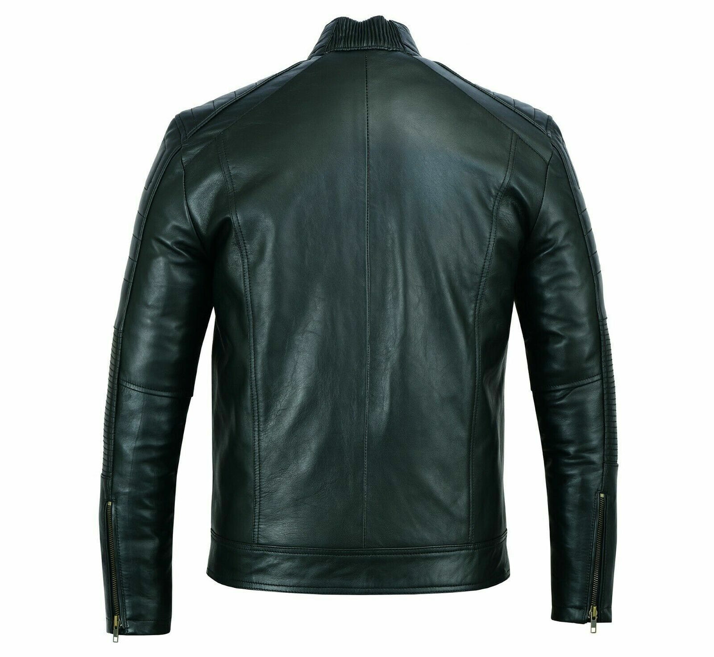 Black Leather Biker Jacket With Shoulder Panel Leathers Crafted