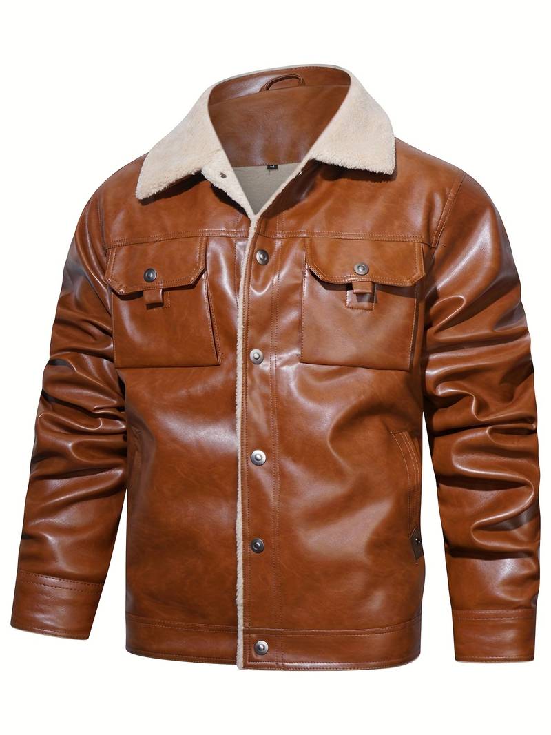 Wood Brown Men's Leather Real Fur jacket" Leathers Crafted
