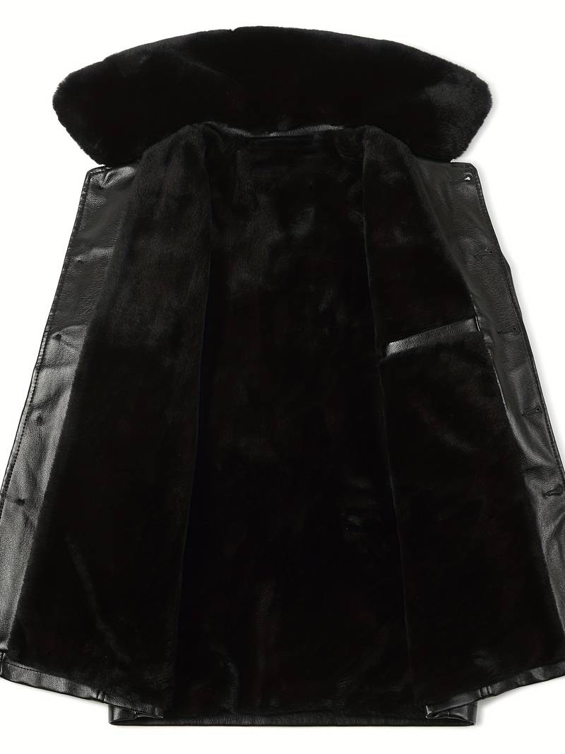 Long Black Leather Coat With Fur Leathers Crafted