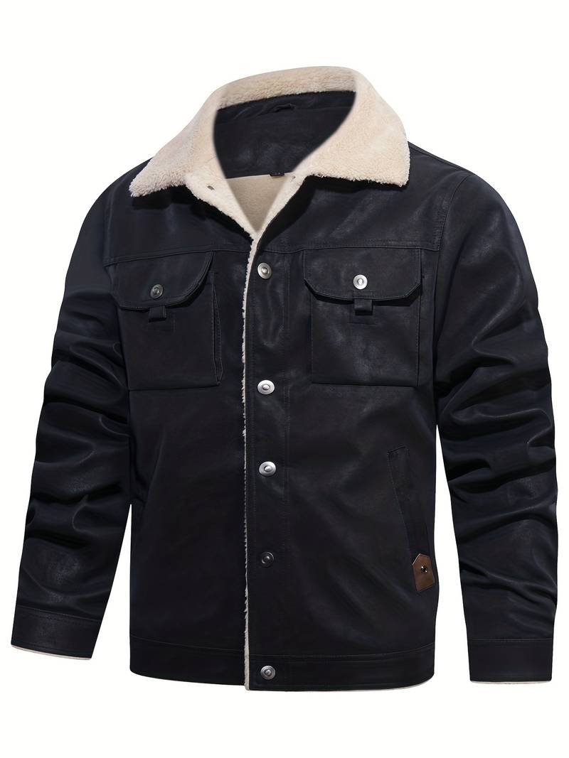 Men's Leather Sherpa-Lined Jacket / Fashion Jacket Leathers Crafted