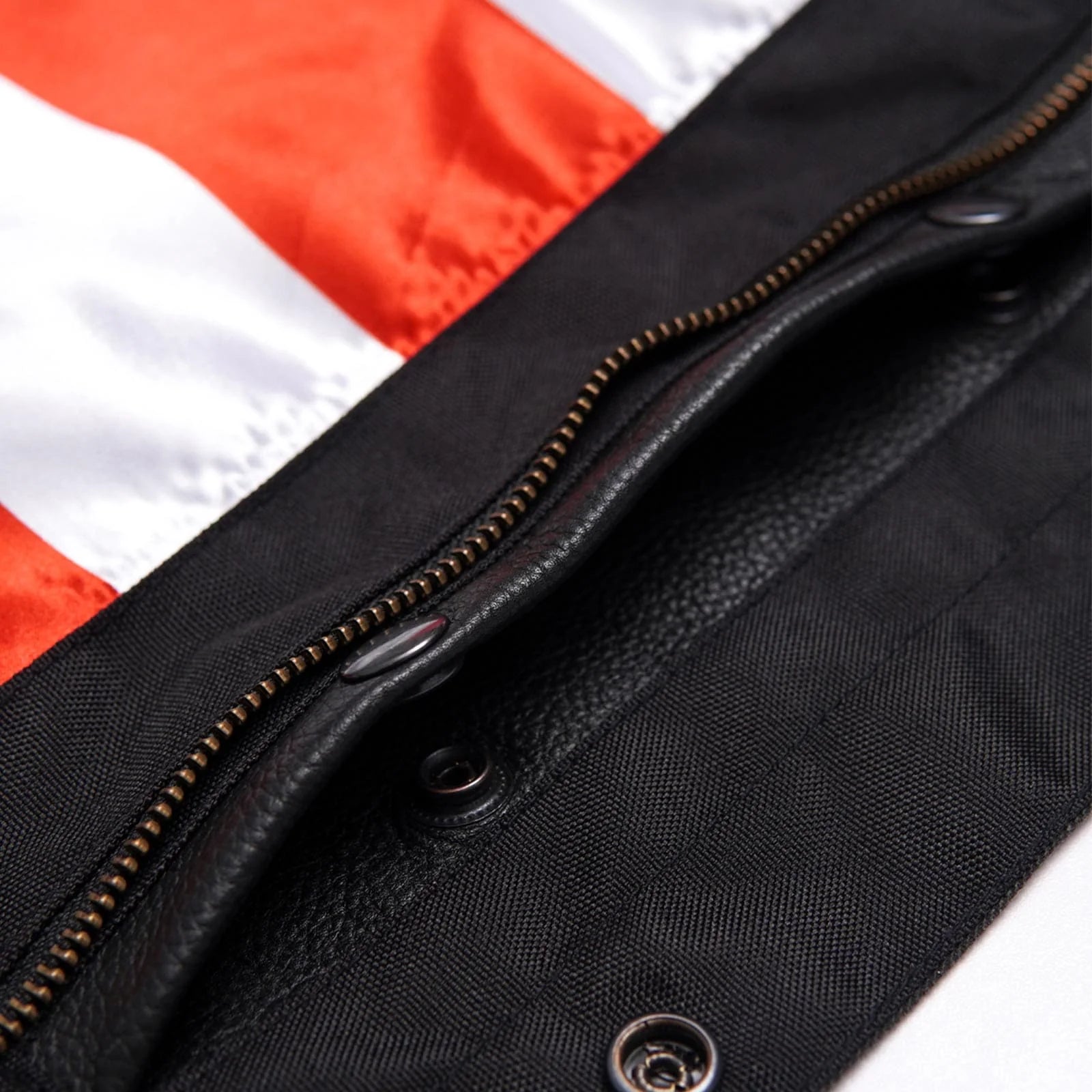 Ride in Style: Black Leather Biker Vest with Camo Flair Leathers Crafted