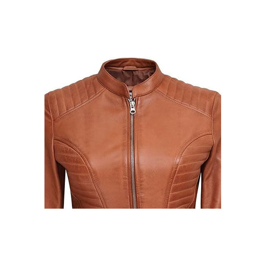 Rider Light Brown Biker Jacket for Women Leathers Crafted