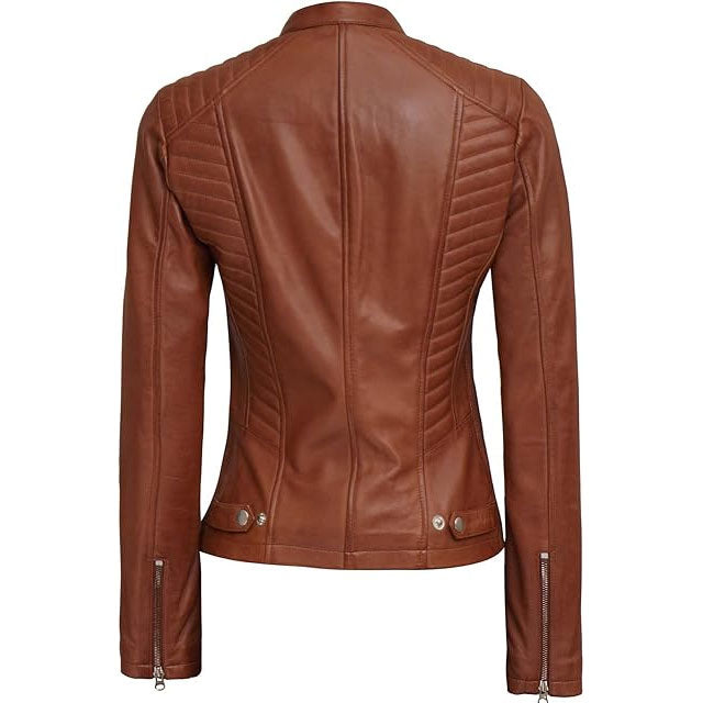 Rider Light Brown Biker Jacket for Women Leathers Crafted