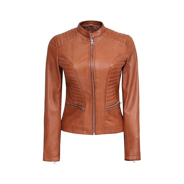Rider Light Brown Biker Jacket for Women Leathers Crafted