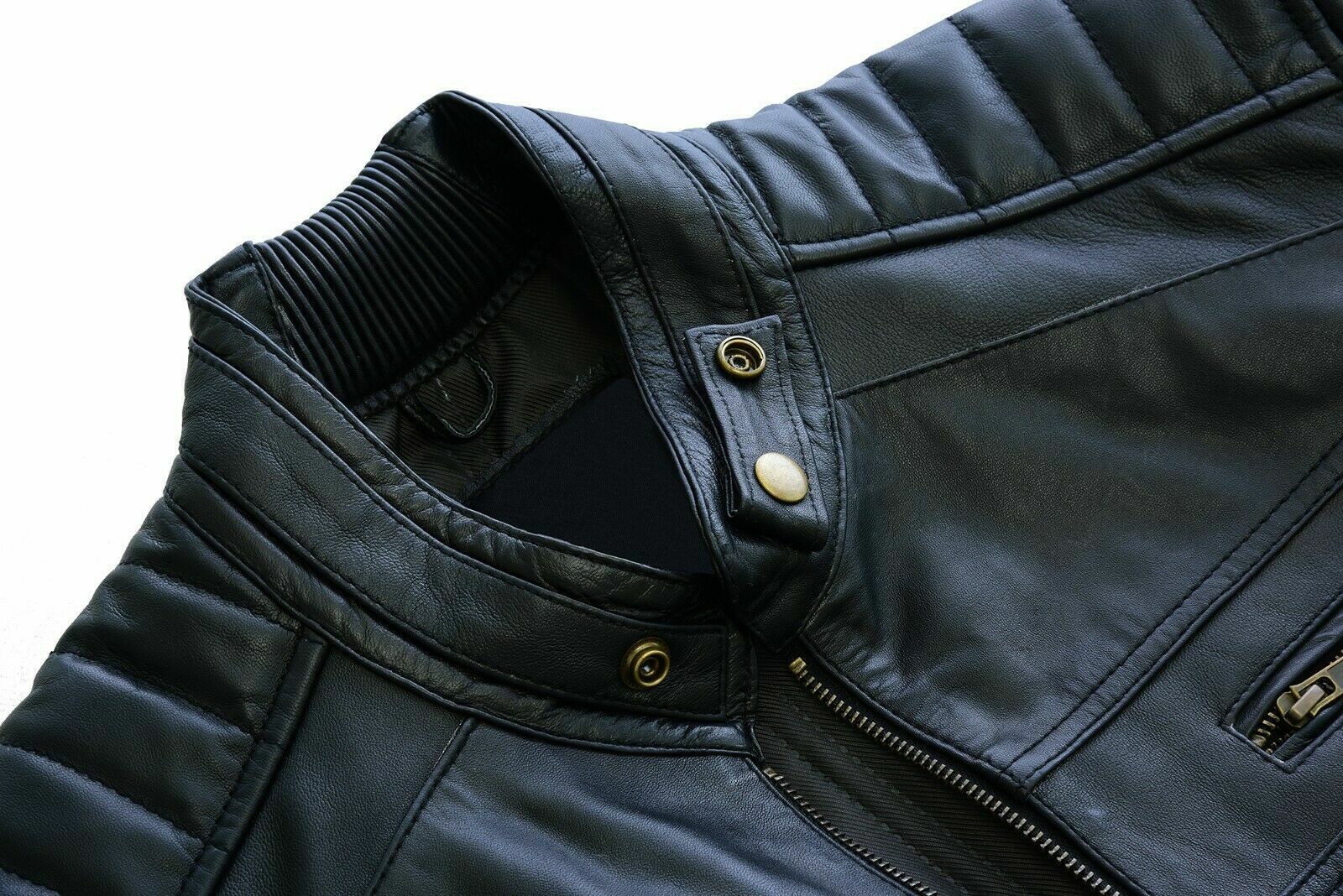 Black Leather Biker Jacket With Shoulder Panel Leathers Crafted