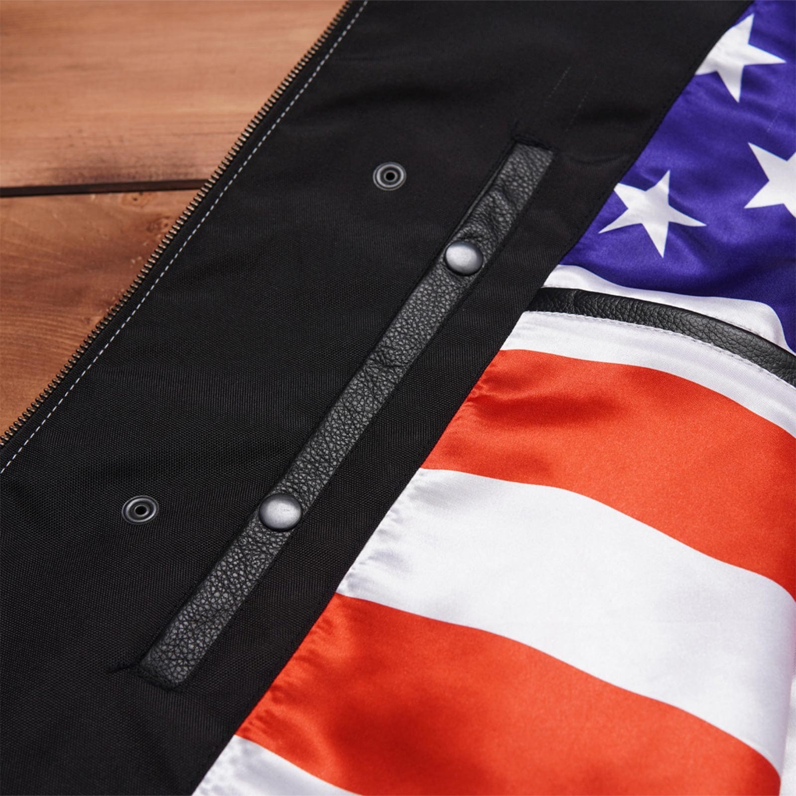 Stylish Diamond Quilted Black Leather Vest Featuring Double Stitching and Flag Liner Leathers Crafted