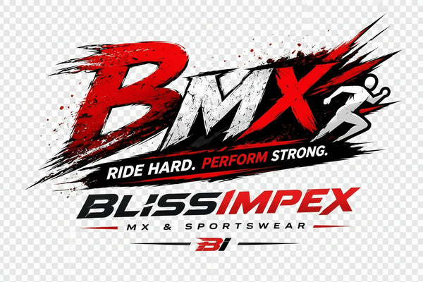 Bliss Impex BMX logo with dynamic design elements on a white background