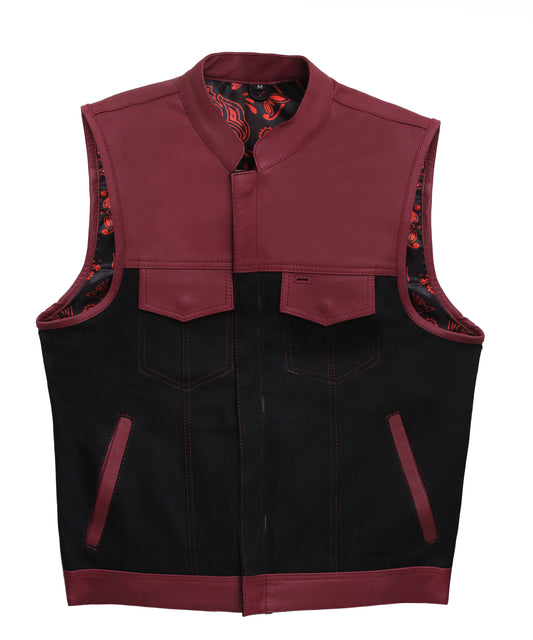 "Black and purple shade Leather Perfection: The Essential Biker Vest" Leathers Crafted