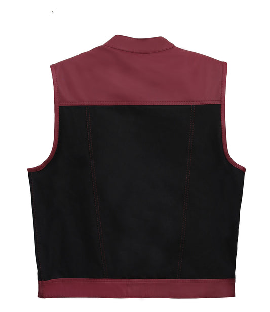 "Black and purple shade Leather Perfection: The Essential Biker Vest" Leathers Crafted