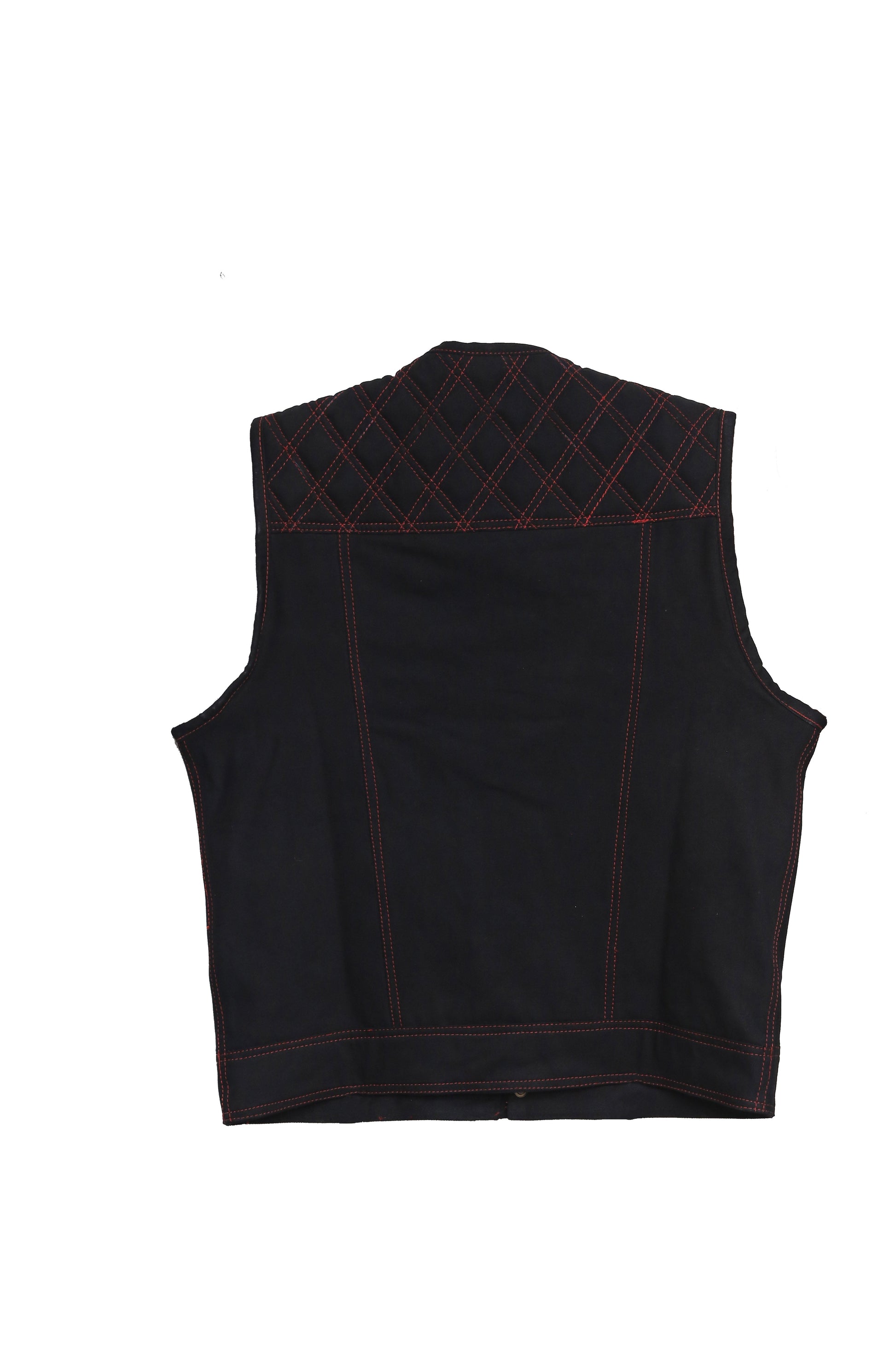 "Black and Red Soft leather Motorbike vest" Leathers Crafted