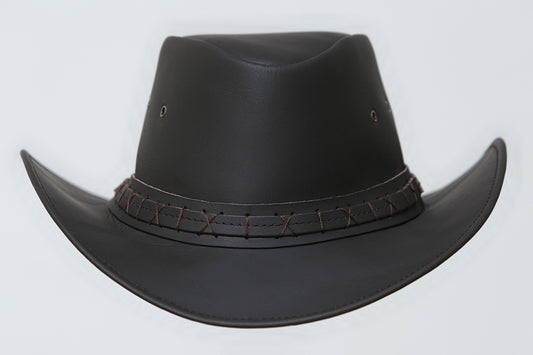 Black Leather berat Hat Leathers Crafted
