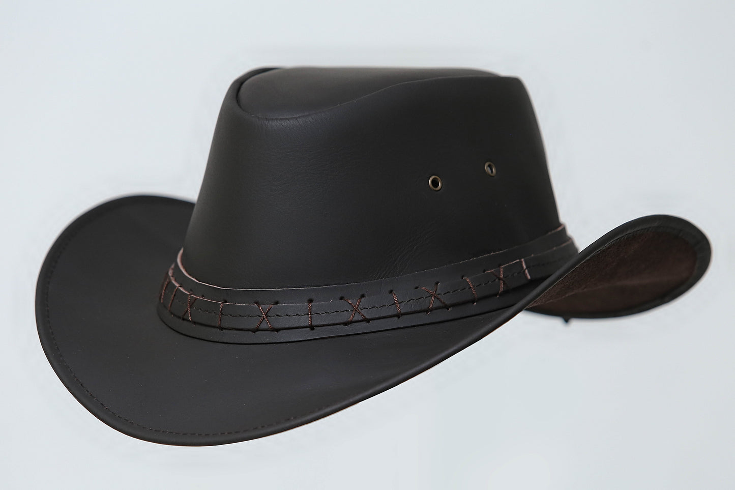 Black Leather berat Hat Leathers Crafted