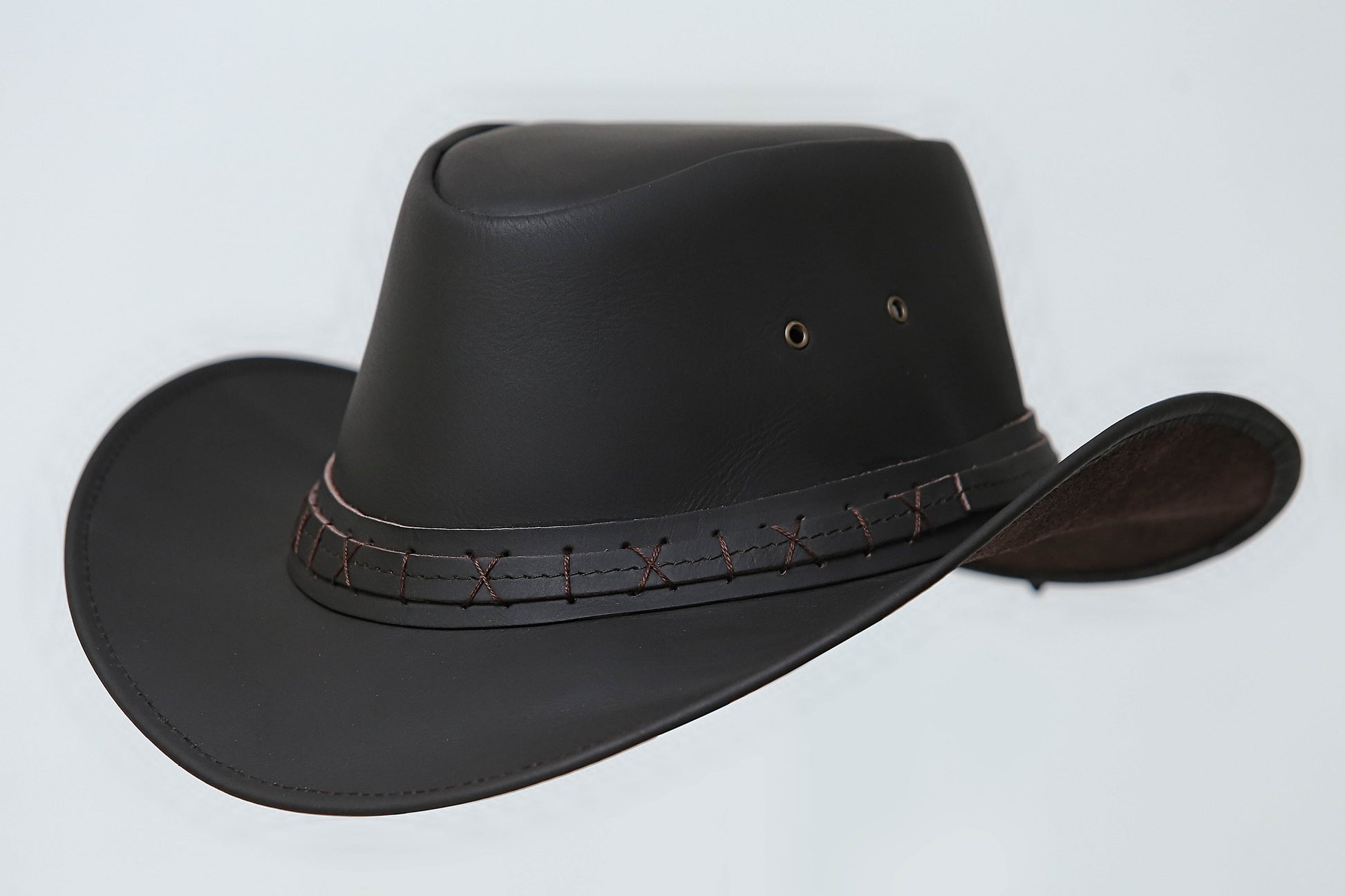Black Leather berat Hat Leathers Crafted