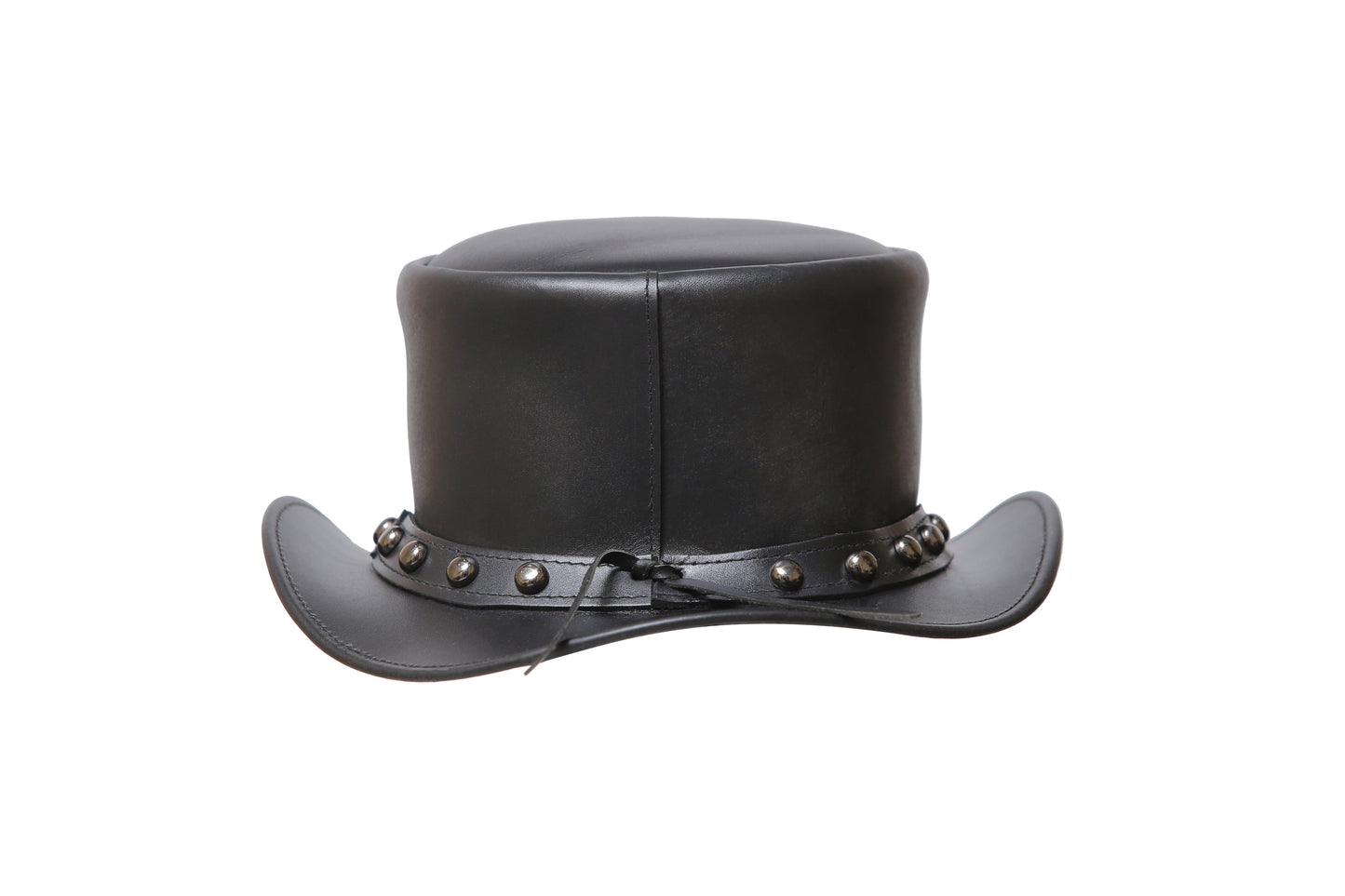 Black Leather Hat with Diamond style Leathers Crafted