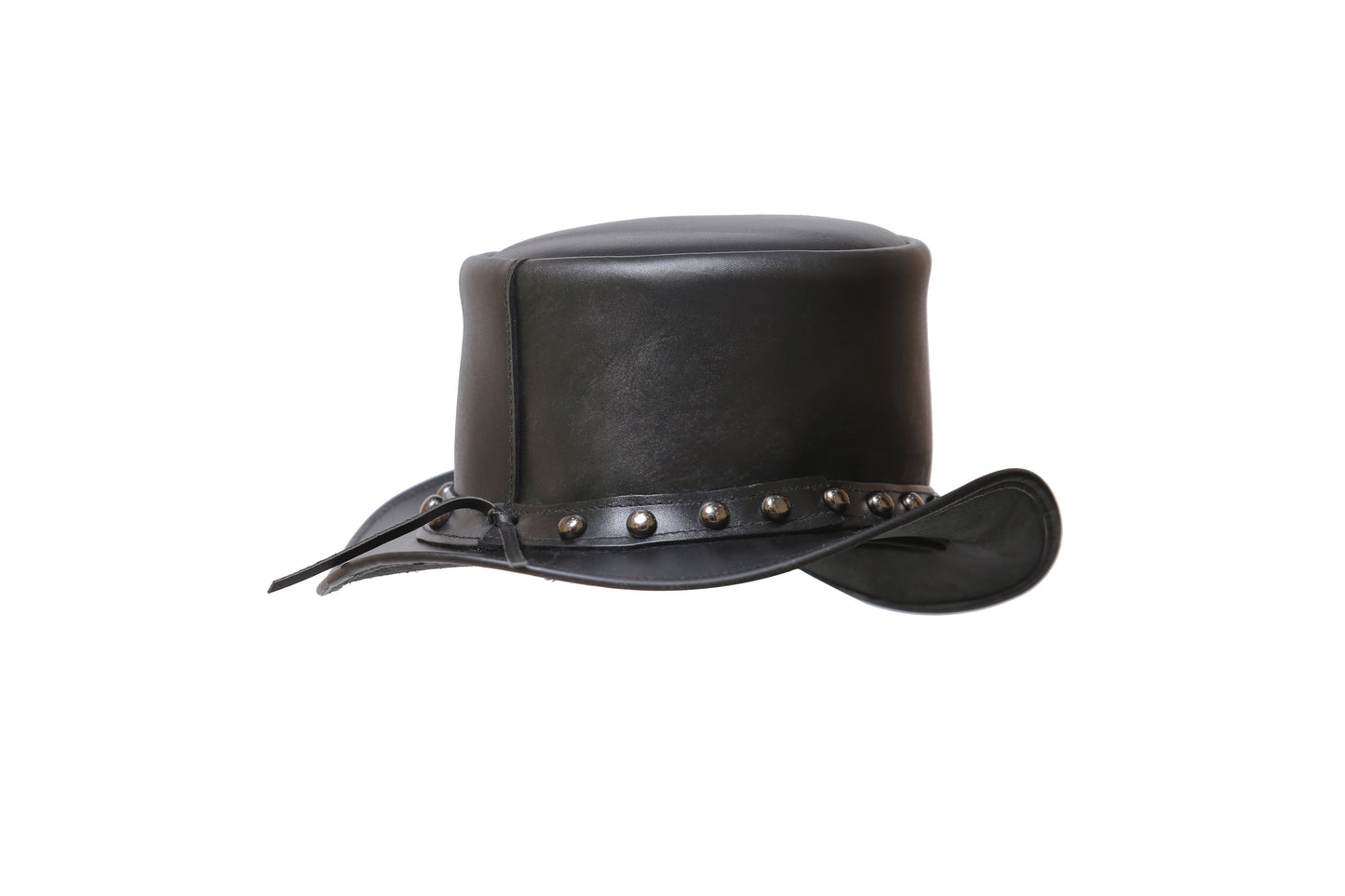 Black Leather Hat with Diamond style Leathers Crafted