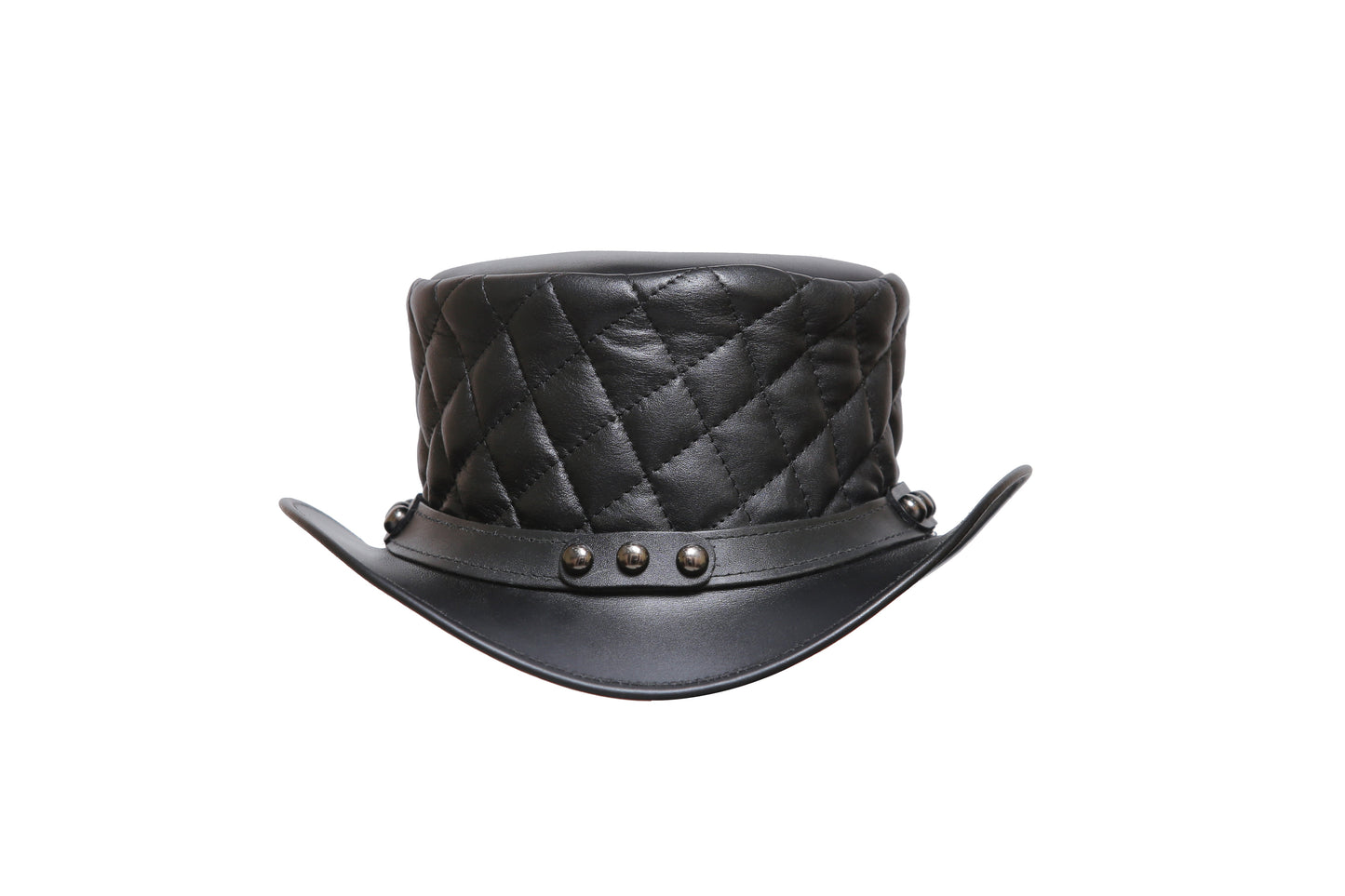 Black Leather Hat with Diamond style Leathers Crafted