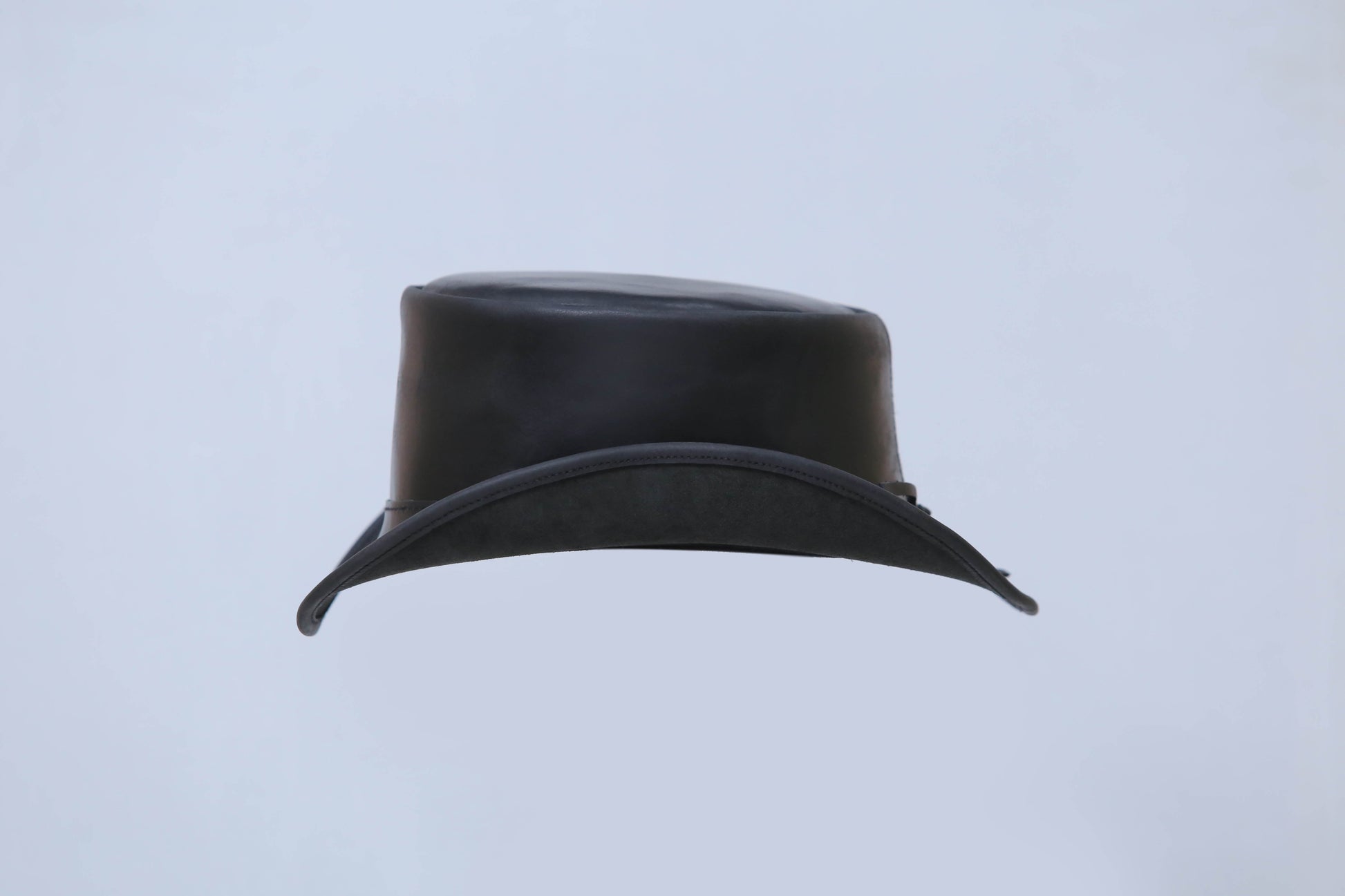 Plain Black Leather Hat / Leather Cowboy Hat Leathers Crafted