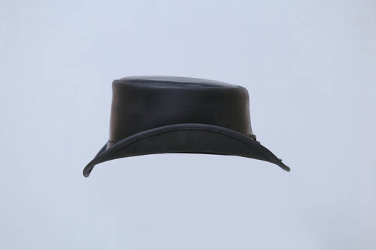 Plain Black Leather Hat / Leather Cowboy Hat Leathers Crafted