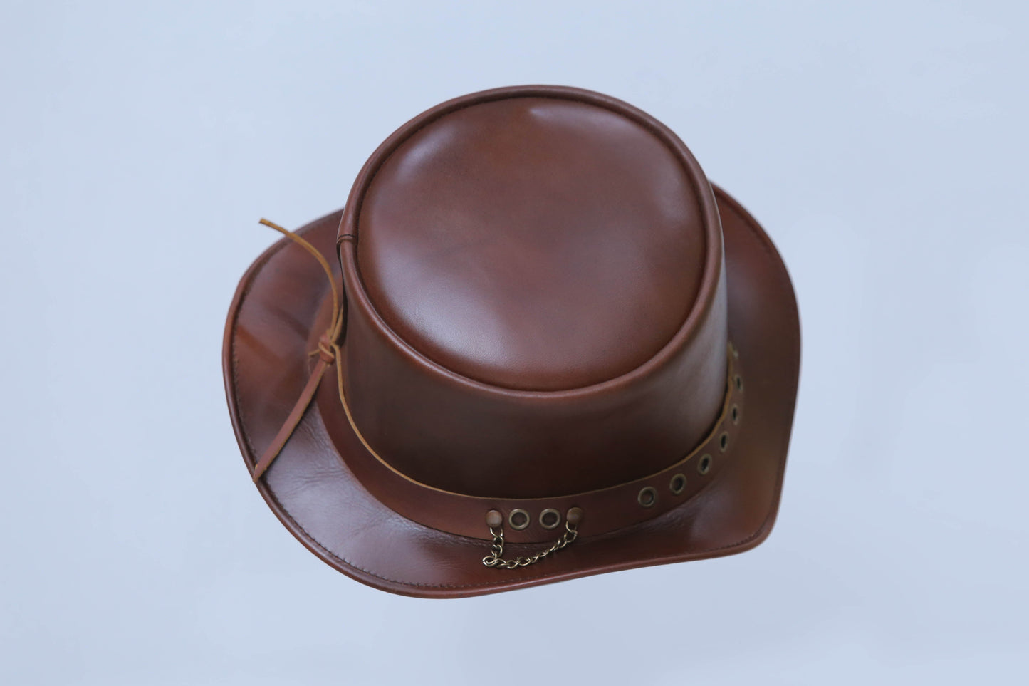 Brown Leather Cowboy Hat with Buckle Accent Leathers Crafted