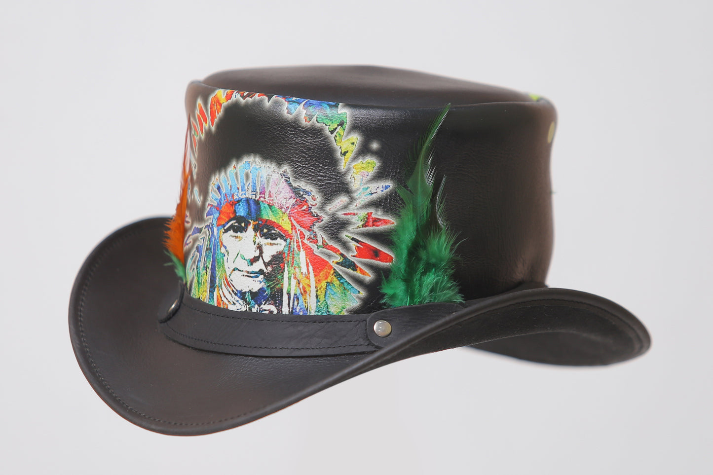 Native Chief Feathered Leather Top Hat Leathers Crafted