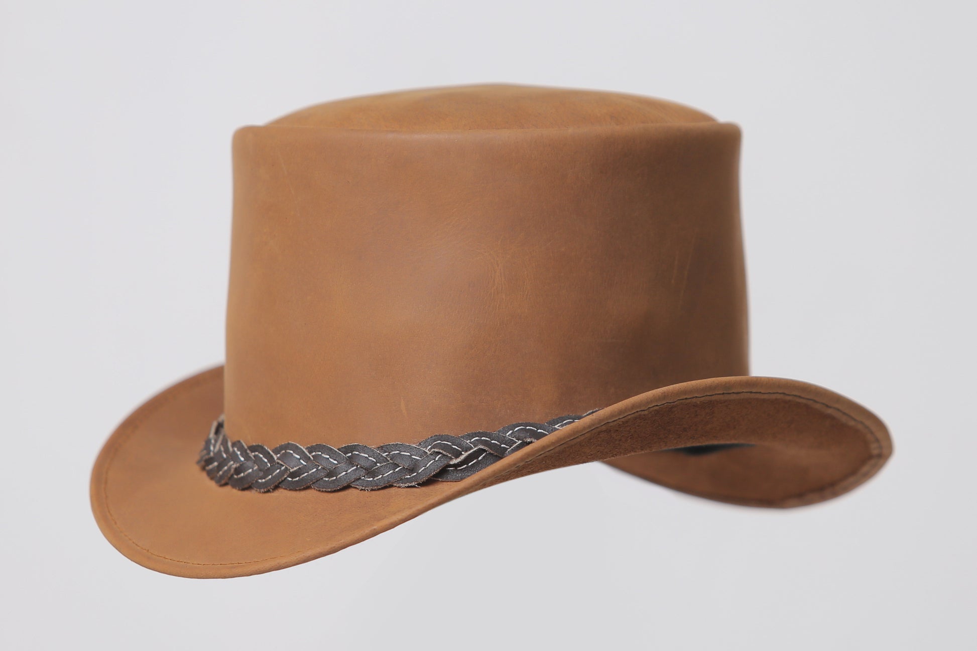 Matt Brown Leather Hat / Cowboy Hat Leathers Crafted