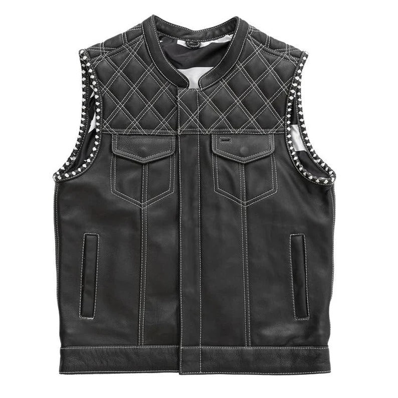 Premium leather motorcycle vest Leatherscrafted