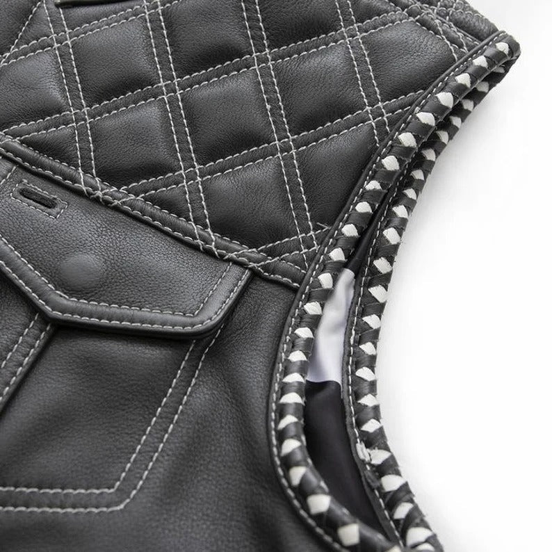 Premium leather motorcycle vest Leatherscrafted