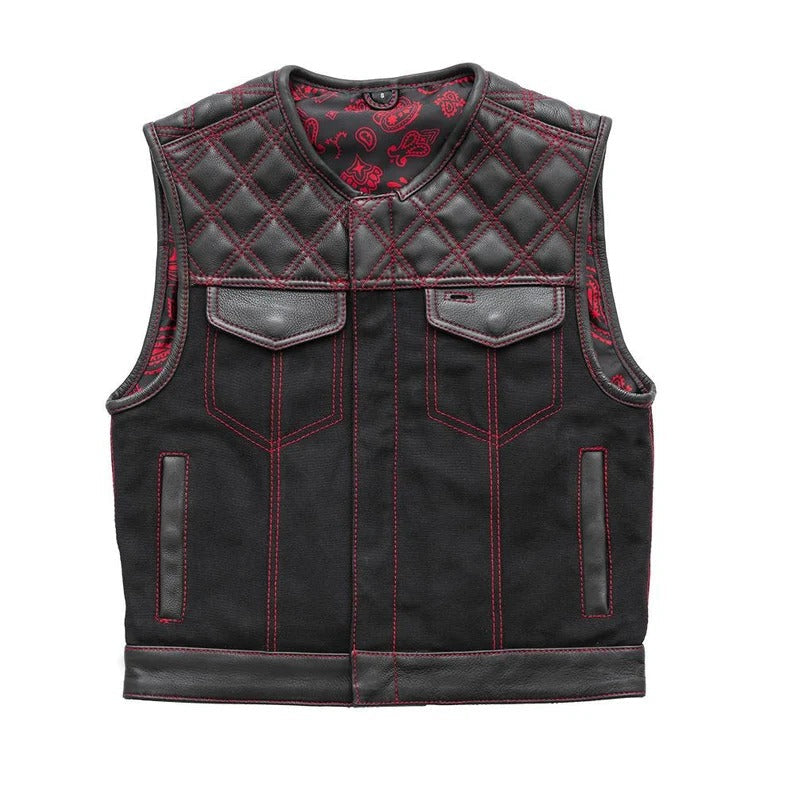 "Rugged leather vest / Leather vest with pockets" Leathers Crafted