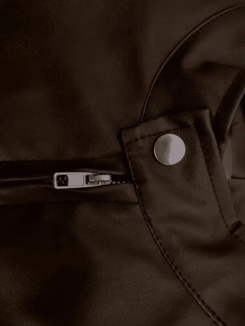 Dark Brown Leather Biker Jacket With Shoulder Panel Leathers Crafted