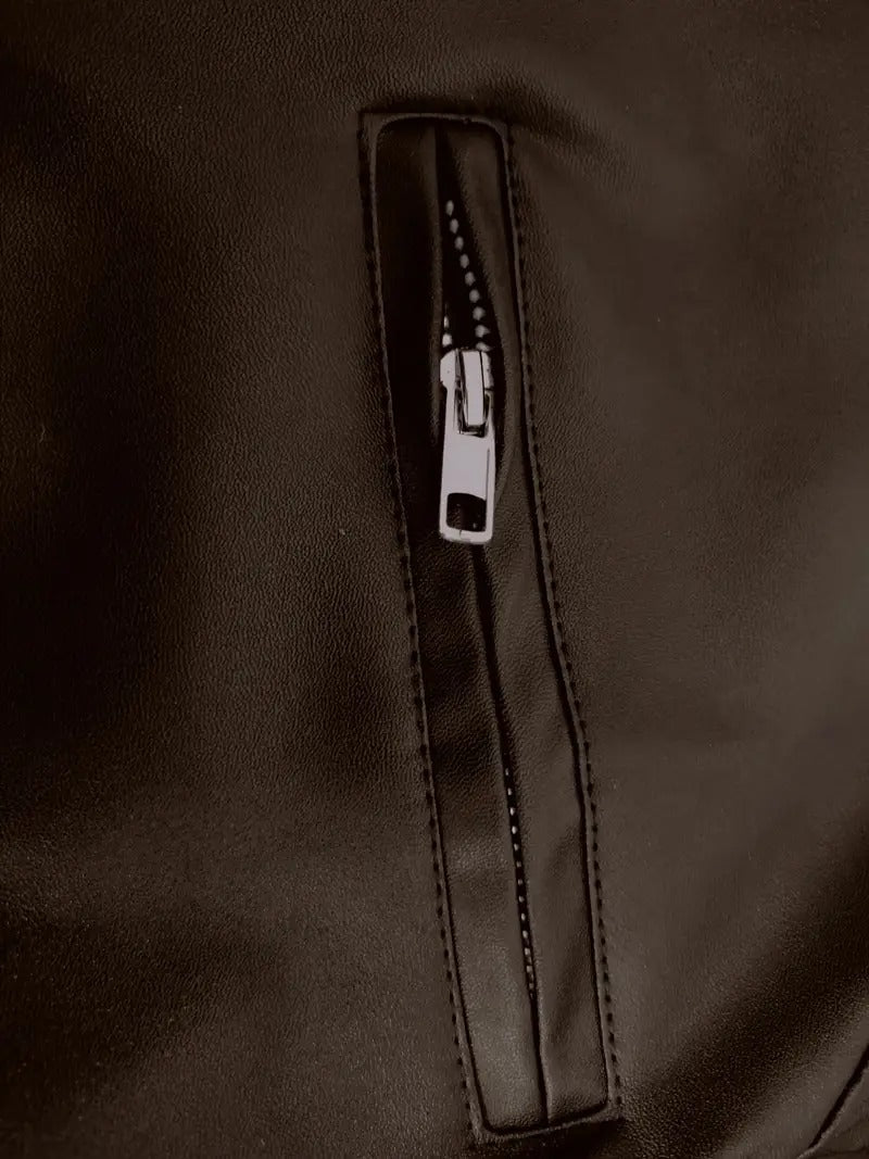 Dark Brown Leather Biker Jacket With Shoulder Panel Leathers Crafted