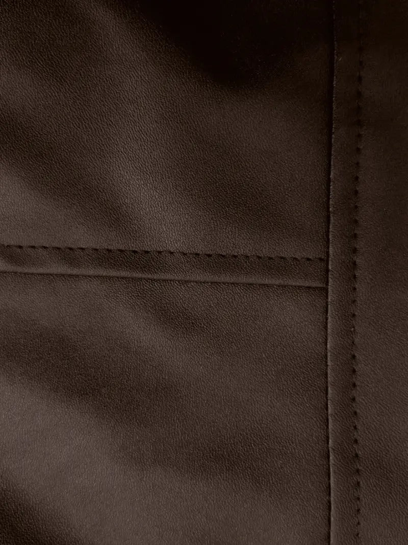 Dark Brown Leather Biker Jacket With Shoulder Panel Leathers Crafted