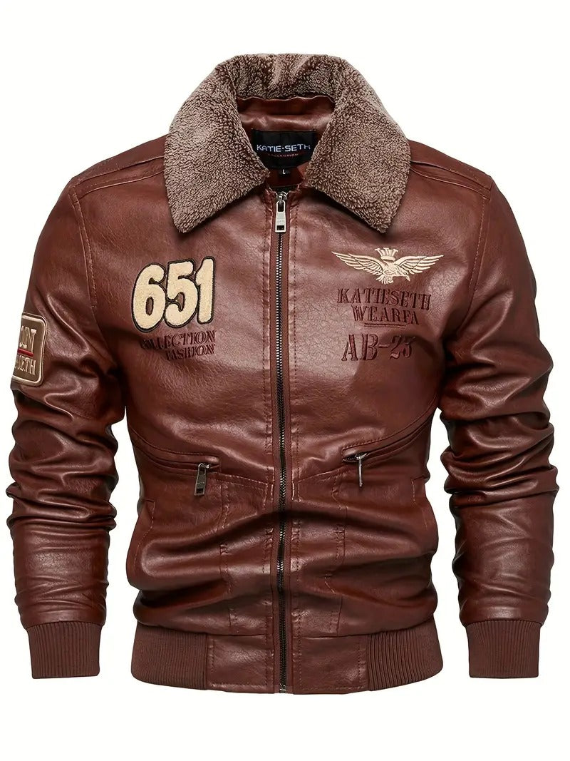Brown Aviator Fur Collar Leather jacket for Biker Leathers Crafted