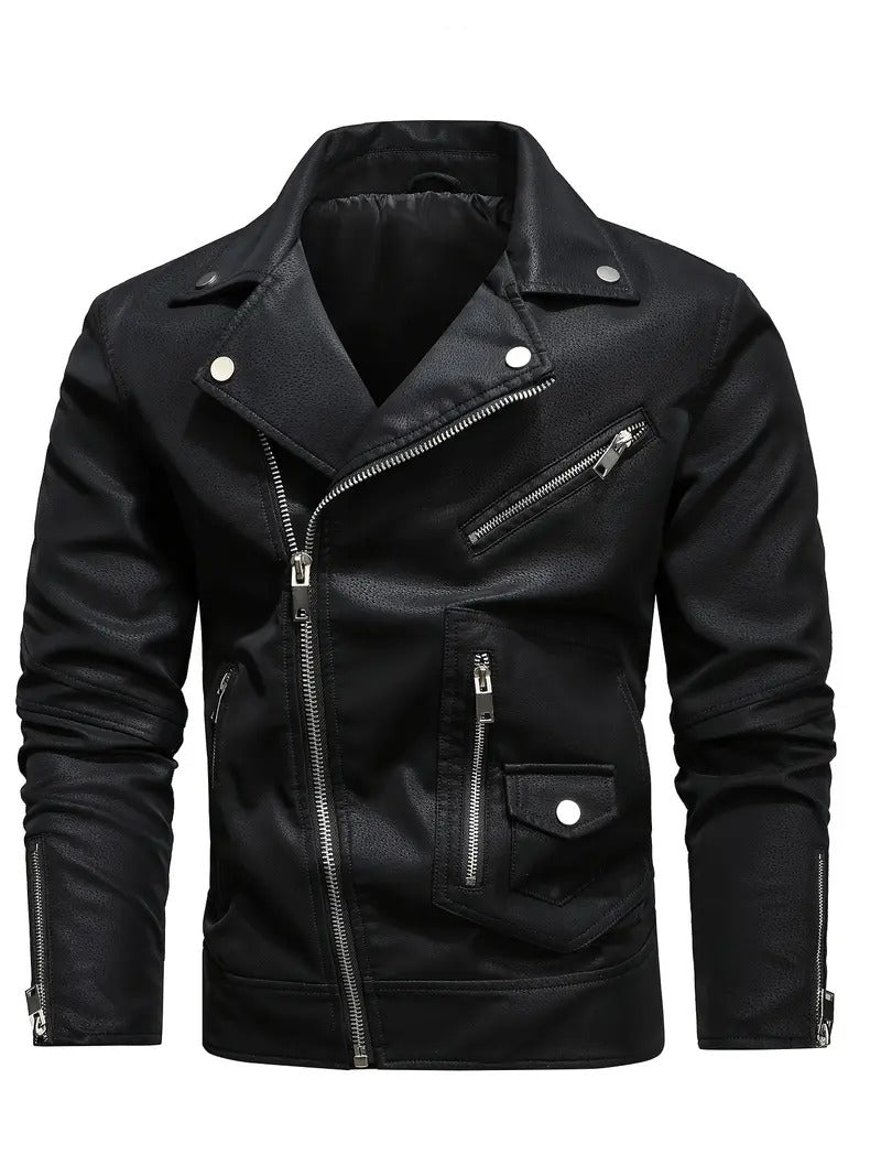 Modern Black Leather Biker Jacket Leathers Crafted